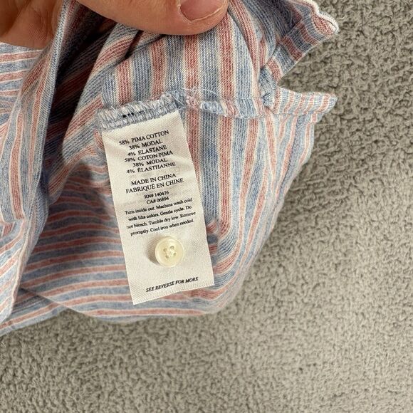 Faherty Movement Polo Shirt Mens Large L Short Sleeve Blue Red Striped Stretch - Picture 6 of 8